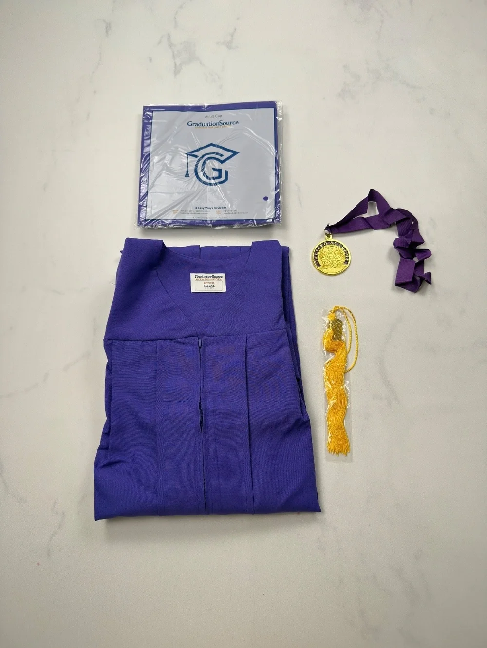 GraduationSource Purple Graduation Gown Set with Medal Size 51